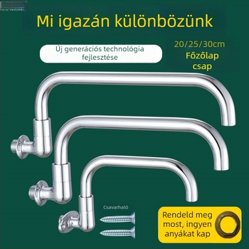 Kerámiaközpontú forgó mosogatócsaptelep, falra szerelt, krómozott felülettel, 2 cm bemenet/kimenet, modern minimalist stílus, Dragon Man