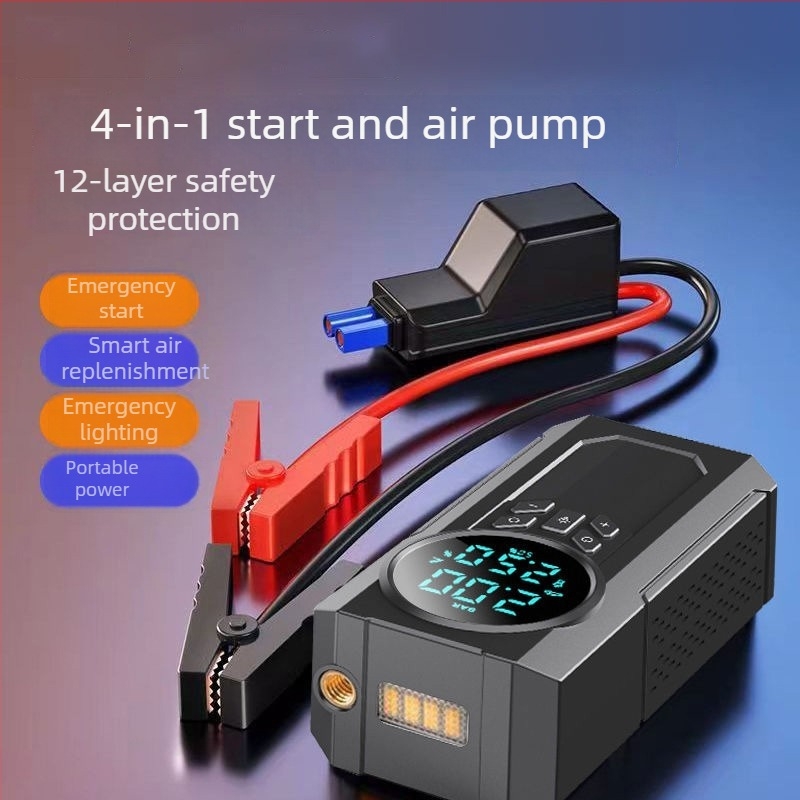 Egyhengeres hordozható vezeték nélküli autó‑légpumpa, 14,8V, 120W, 4 BAR, 35 L/min, Digitális kijelző