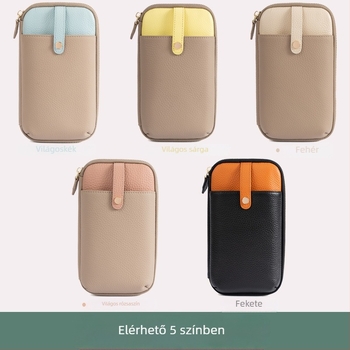 Modern Paul női bőr telefon táska — függőleges négyzetes formájú, váll-pántos (crossbody), cipzáros belső rekesz