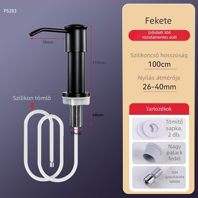 Kézi pumpás mosogatószappan adagoló, Space Aluminum, modern minimalista stílus, festékes és elektroplating felületkezelés, Márka Enjoy