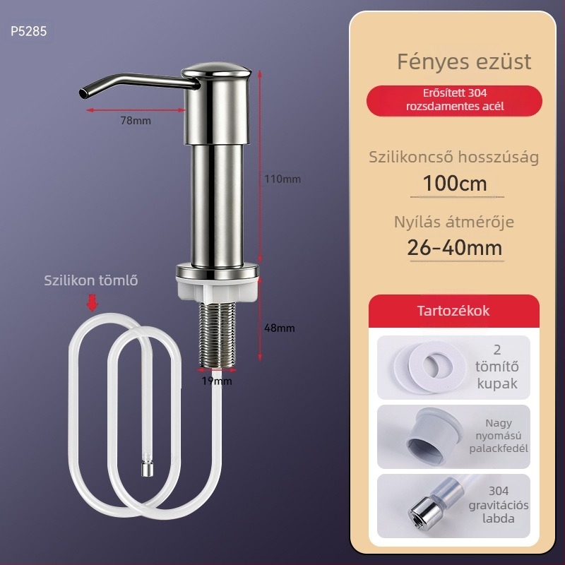 Kézi pumpás mosogatószappan adagoló, Space Aluminum, modern minimalista stílus, festékes és elektroplating felületkezelés, Márka Enjoy