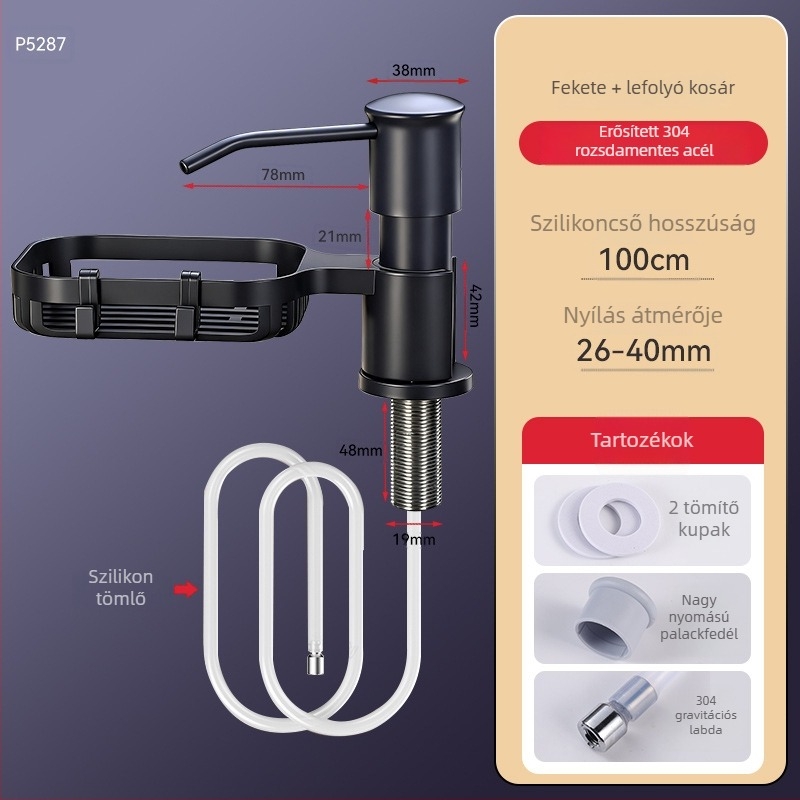 Kézi pumpás mosogatószappan adagoló, Space Aluminum, modern minimalista stílus, festékes és elektroplating felületkezelés, Márka Enjoy