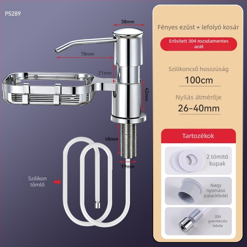 Kézi pumpás mosogatószappan adagoló, Space Aluminum, modern minimalista stílus, festékes és elektroplating felületkezelés, Márka Enjoy