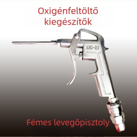 Hosszú szájú felfúvópisztoly halas zacskókhoz, oxigénellátó eszköz, oxigéncső, egy- és kétpozíciós oxigénkészlet, logisztikai csomagoláshoz