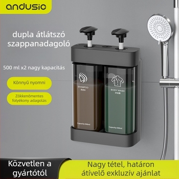 ABS anyagú falra szerelhető szappanadagoló – nagy kapacitás, kézi nyomású működés, fúrás nélküli telepítés, CE tanúsítvány