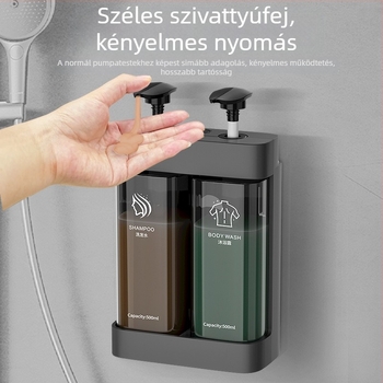 ABS anyagú falra szerelhető szappanadagoló – nagy kapacitás, kézi nyomású működés, fúrás nélküli telepítés, CE tanúsítvány
