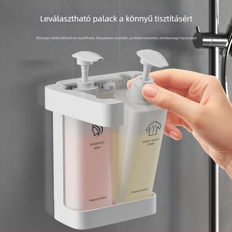 ABS anyagú falra szerelhető szappanadagoló – nagy kapacitás, kézi nyomású működés, fúrás nélküli telepítés, CE tanúsítvány