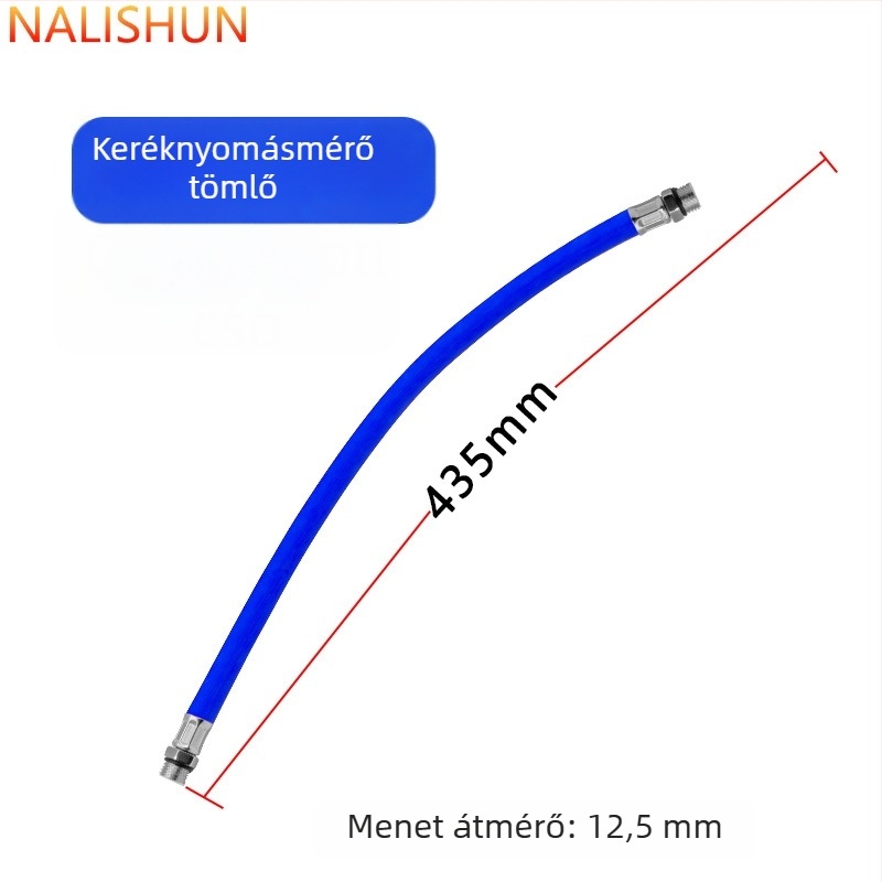 Gumi anyagú keréknyomás-fújó tömlő hosszabbító, önzáró csatlakozóval