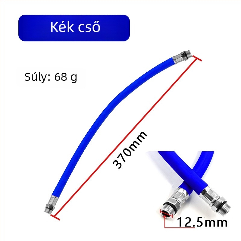 Gumi anyagú keréknyomás-fújó tömlő hosszabbító, önzáró csatlakozóval