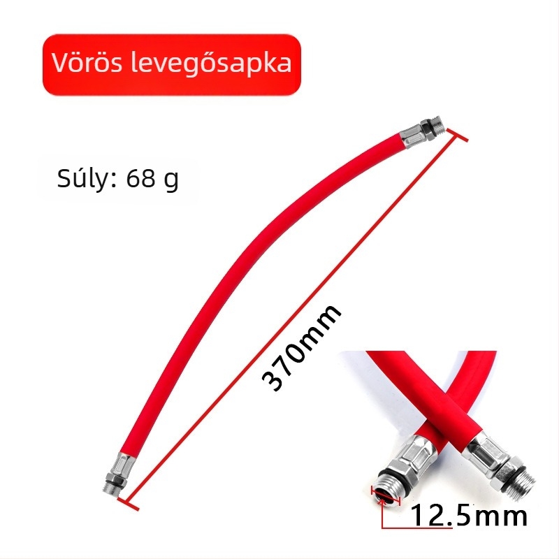 Gumi anyagú keréknyomás-fújó tömlő hosszabbító, önzáró csatlakozóval
