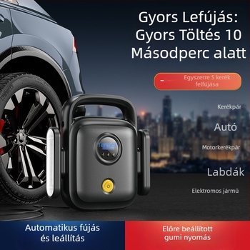 Hordozható autó légpumpa digitális kijelzővel, 12V, 120W, 60 cm cső, 35 L/min