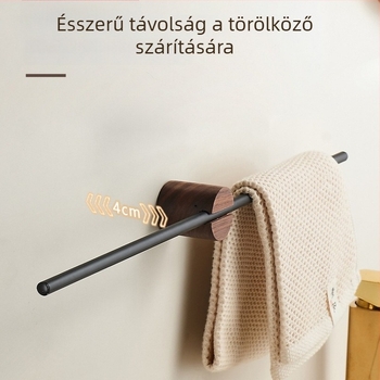 Alumíniumötvözetes törölközőtartó, fúrás nélküli szerelés, egykaros, műanyag permetezés felületkezeléssel, 20 kg teherbírás
