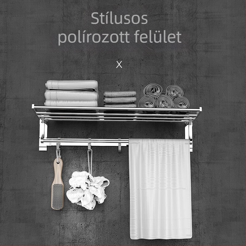Dupla szintű törölközőtartó űr-alumíniumból, alumíniumötvözet, 20 kg teherbírás, oxidált felület, modern minimalist dizájn