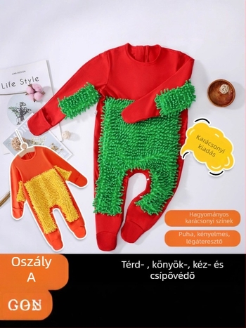 Baba kúszó overál őszi-téli időszakra, 95% pamut + 5% spandex, uniszex, vastag, hosszú ujjú