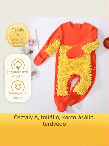 Baba kúszó overál őszi-téli időszakra, 95% pamut + 5% spandex, uniszex, vastag, hosszú ujjú