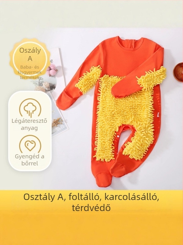 Baba kúszó overál őszi-téli időszakra, 95% pamut + 5% spandex, uniszex, vastag, hosszú ujjú