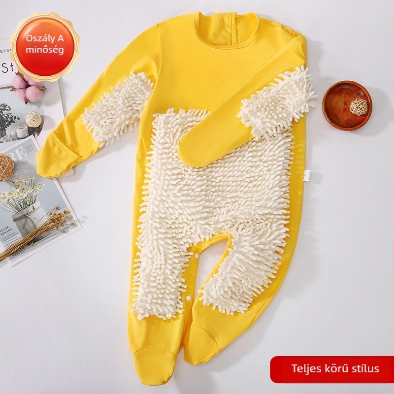 Baba kúszó overál őszi-téli időszakra, 95% pamut + 5% spandex, uniszex, vastag, hosszú ujjú