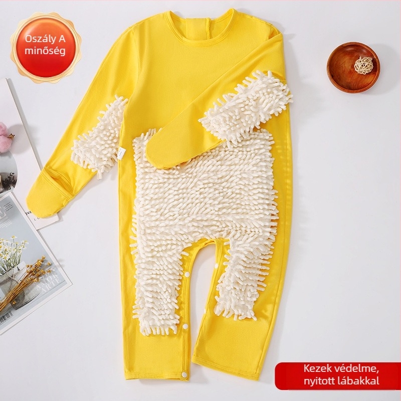 Baba kúszó overál őszi-téli időszakra, 95% pamut + 5% spandex, uniszex, vastag, hosszú ujjú