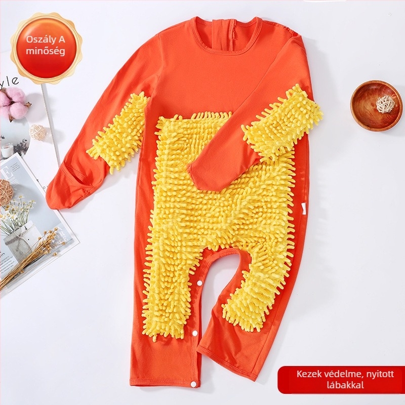 Baba kúszó overál őszi-téli időszakra, 95% pamut + 5% spandex, uniszex, vastag, hosszú ujjú