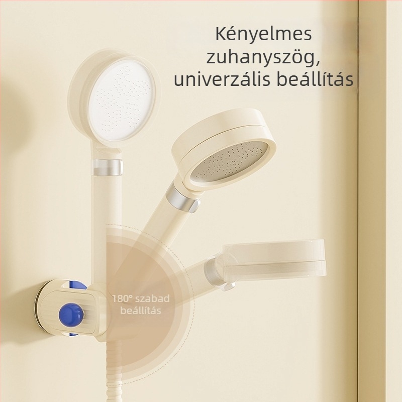 Mozgatható zuhanyfej tartó szívófejjel – falra szerelhető, ABS, 1-szintes fürdőszobai polc, fúrás nélkül, modern stílus