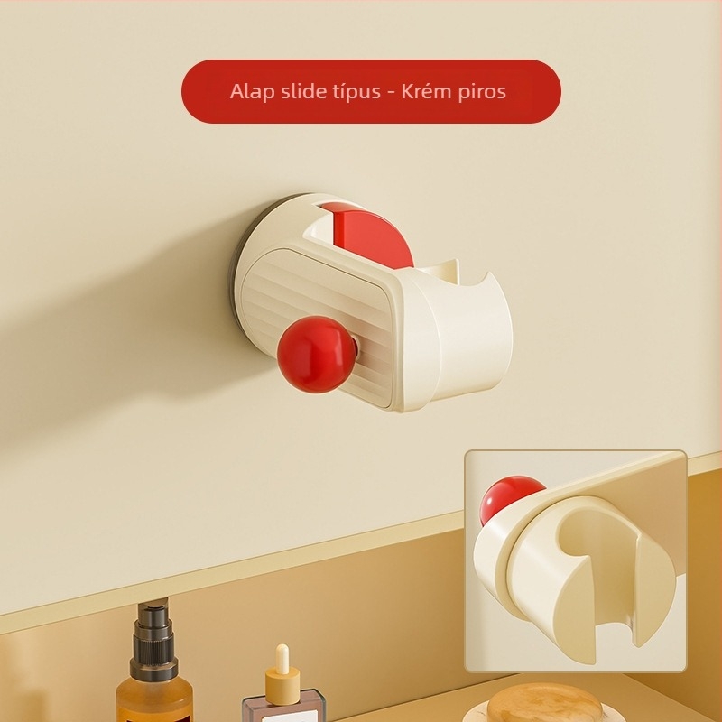 Mozgatható zuhanyfej tartó szívófejjel – falra szerelhető, ABS, 1-szintes fürdőszobai polc, fúrás nélkül, modern stílus