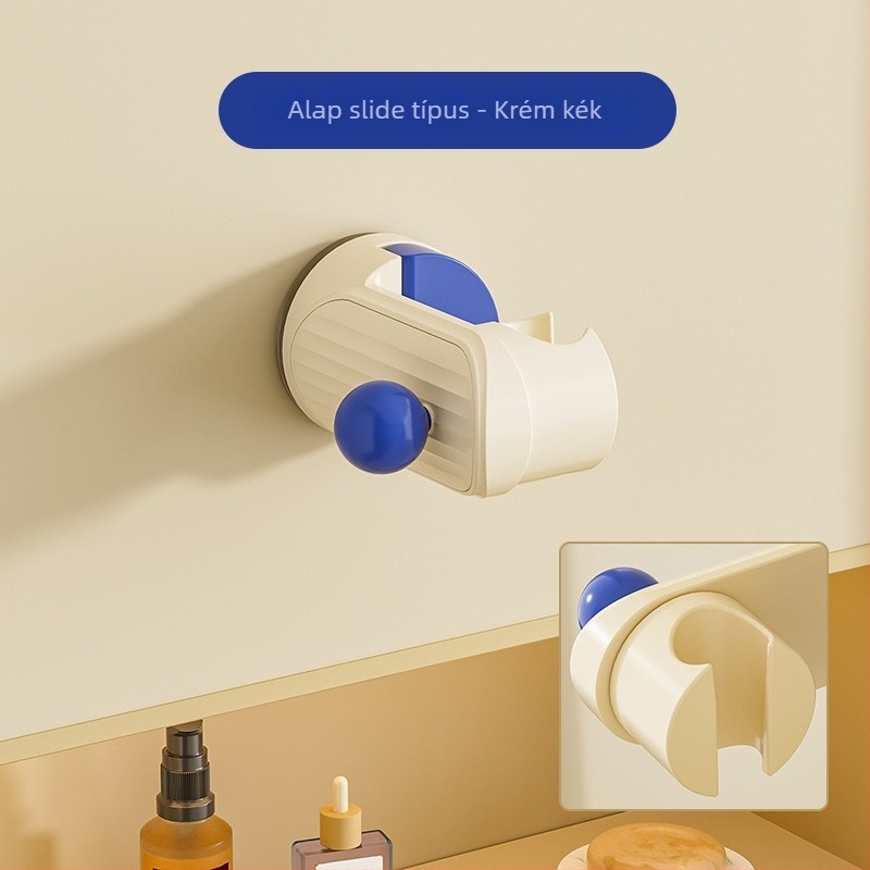 Mozgatható zuhanyfej tartó szívófejjel – falra szerelhető, ABS, 1-szintes fürdőszobai polc, fúrás nélkül, modern stílus