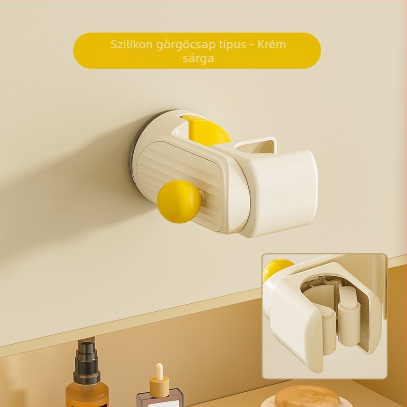 Mozgatható zuhanyfej tartó szívófejjel – falra szerelhető, ABS, 1-szintes fürdőszobai polc, fúrás nélkül, modern stílus