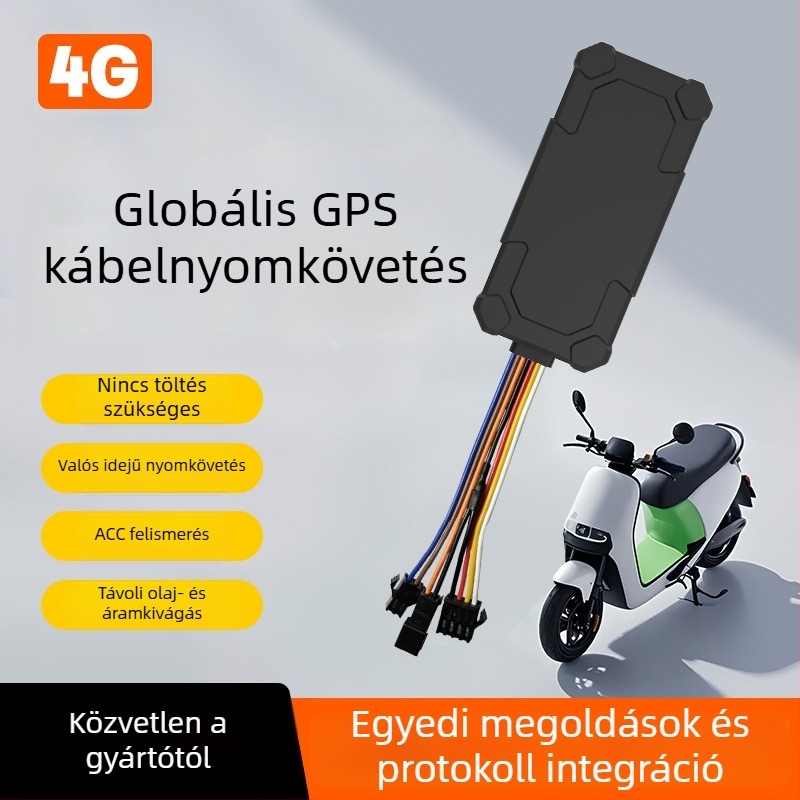 Intelligens jármű nyomkövető beépített GPS-antennával, pontosítás ≤5 m, vízálló, riasztások: rezgés, áramkimaradás, mozgás, geofence és sebességtúllépés (beépített GPS-antennával; pontosítás ≤5 m; vízálló; riasztások: rezgés, áramkimaradás, mozgás, geofenc