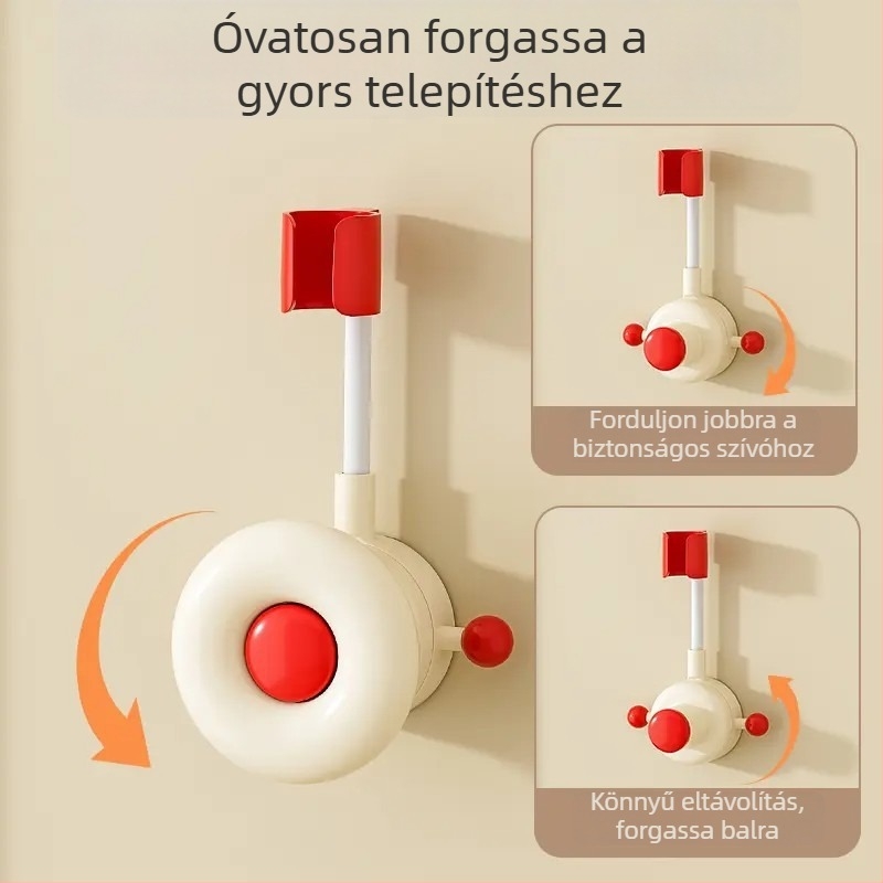 Zuhanyfej tartó szívócsészével, fúrás nélküli, falra szerelhető, műanyag, teherbírás 3 kg