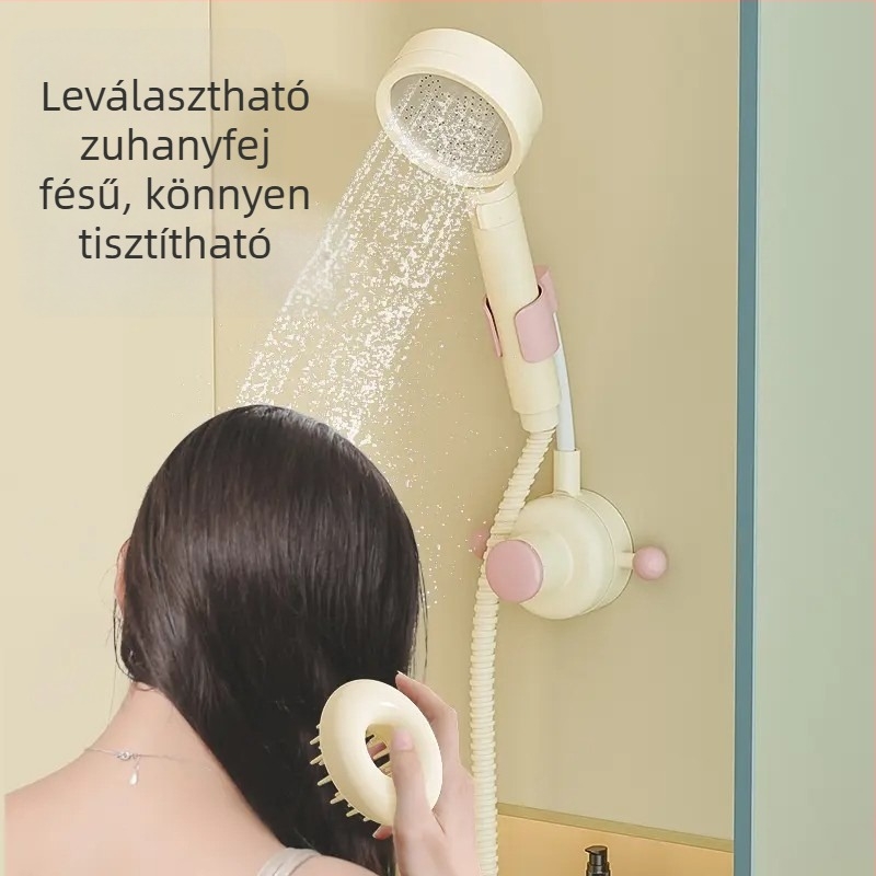 Zuhanyfej tartó szívócsészével, fúrás nélküli, falra szerelhető, műanyag, teherbírás 3 kg