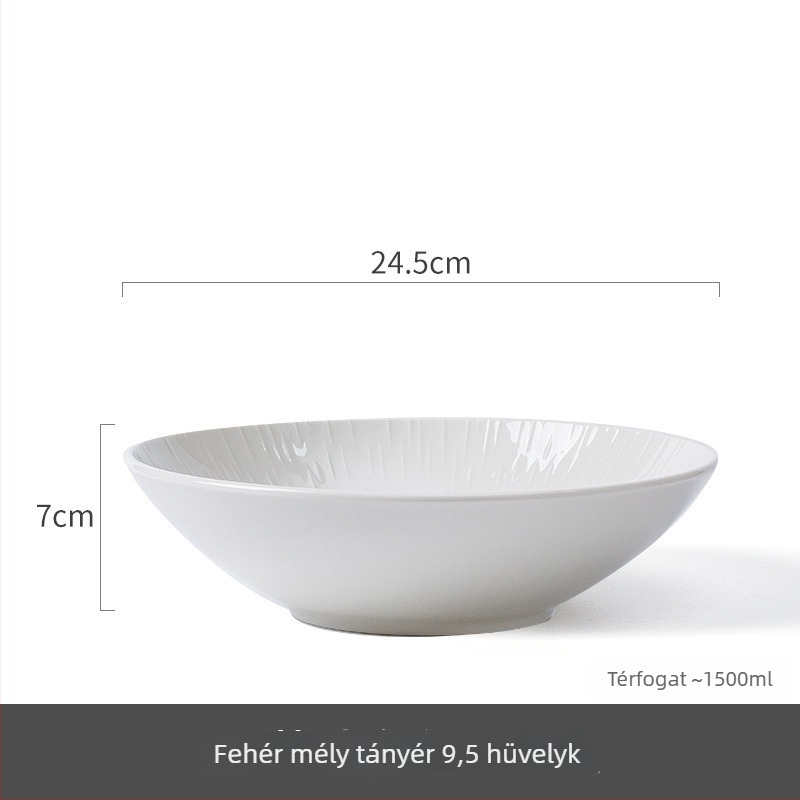Porcelános tál skandináv stílusban, kerek formájú, mikrohullámú sütőben használható