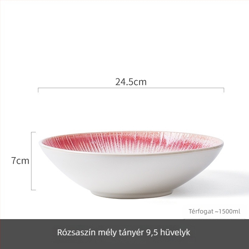 Porcelános tál skandináv stílusban, kerek formájú, mikrohullámú sütőben használható