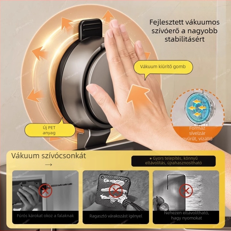 Fali ABS fürdőszobai tároló szívócsészével, háromszög alakú polc, modell FKBB-11, teherbírás 1–5 kg, modern stílus