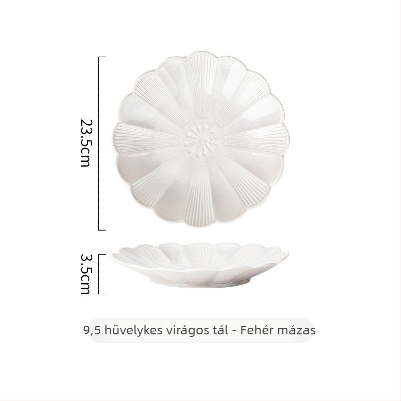 Porcelán tányér virágmintával, szabálytalan alak, retro stílus, átmérő 10–18 cm