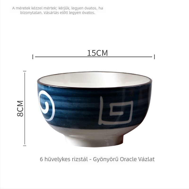 Japán stílusú porcelán tálak készlet, aláglazúros felülettel, több mintázatú dizájn, mikrohullámú sütő kompatibilis