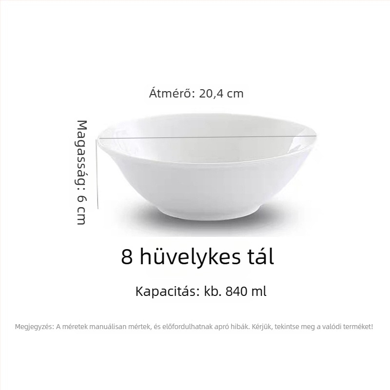 Porcelán tál, modern minimalist stílus, kerek forma, mikróhullámú sütőben használható, alglazúrral bevont felület