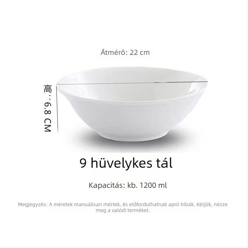 Porcelán tál, modern minimalist stílus, kerek forma, mikróhullámú sütőben használható, alglazúrral bevont felület