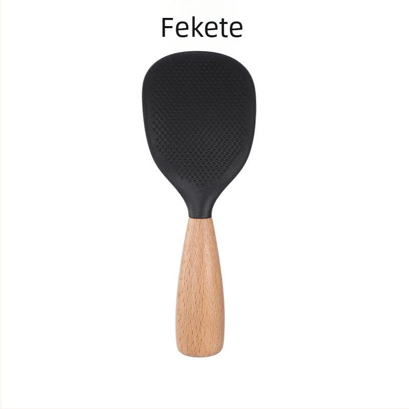 Szilikon főzőkanál fából készült nyéllel, hőálló, többfunkciós konyhai eszköz, modern minimalist stílus