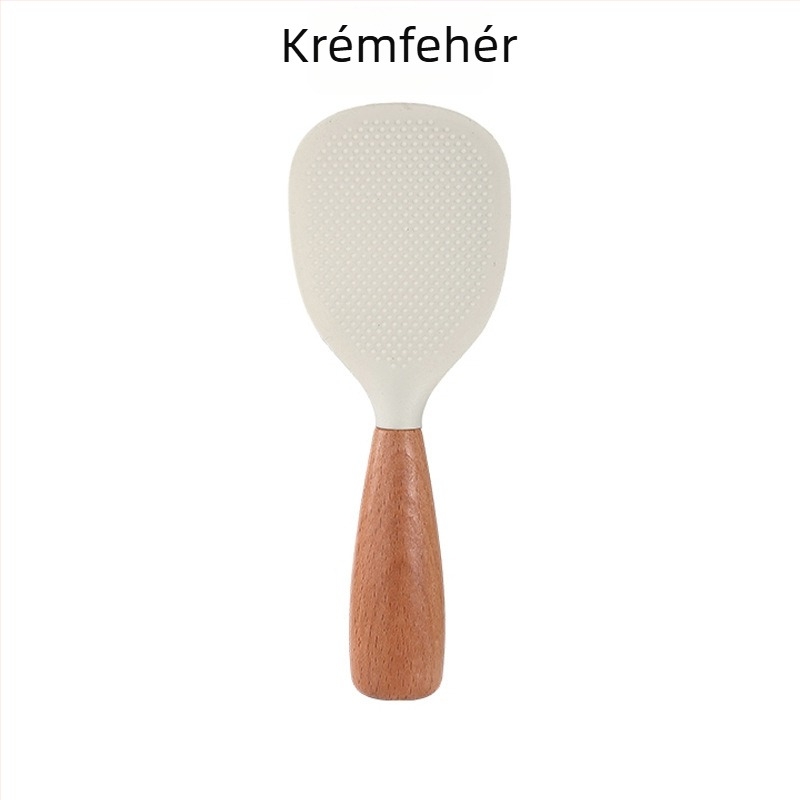 Szilikon főzőkanál fából készült nyéllel, hőálló, többfunkciós konyhai eszköz, modern minimalist stílus