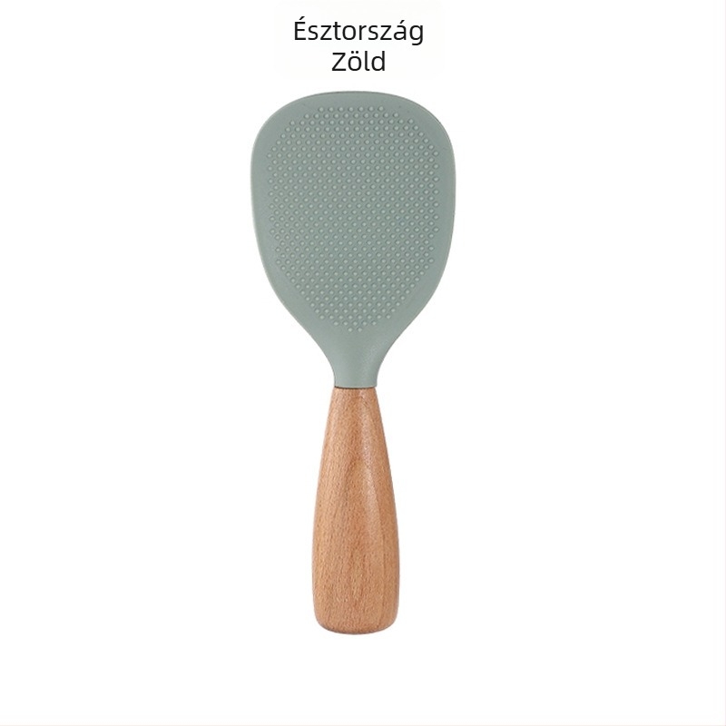 Szilikon főzőkanál fából készült nyéllel, hőálló, többfunkciós konyhai eszköz, modern minimalist stílus