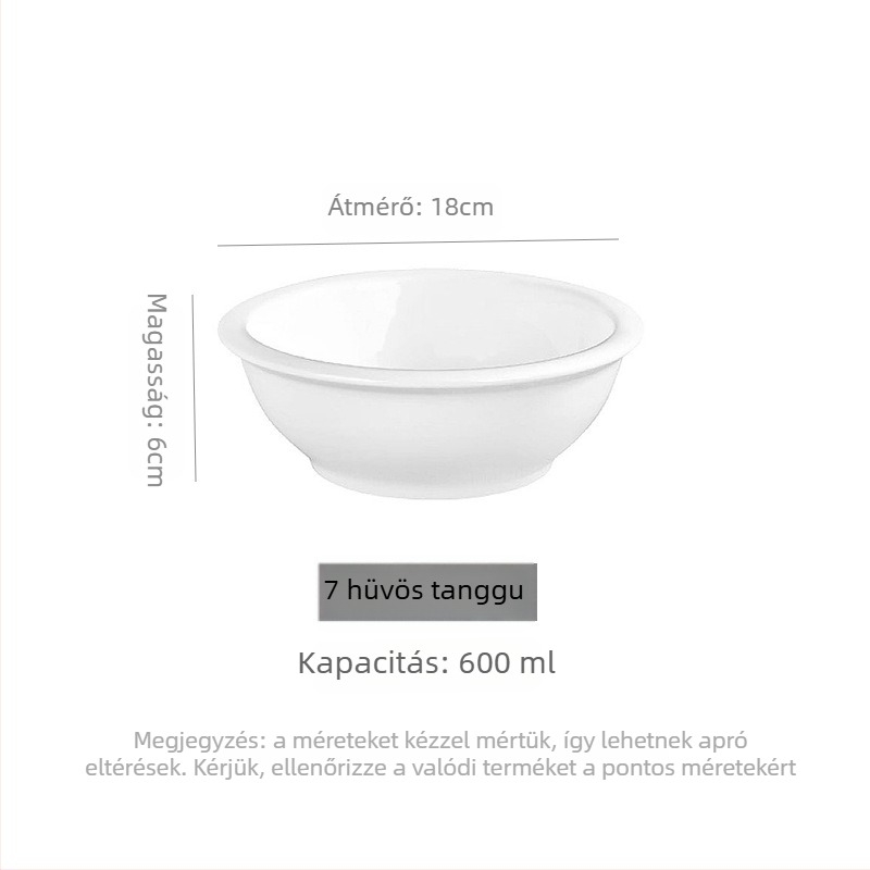 Porcelán leves- és tészta tál, kerek forma, mikrohullámú sütőben használható, modern minimalista stílus