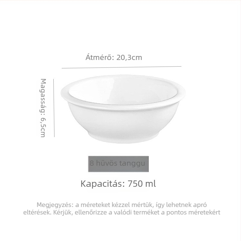 Porcelán leves- és tészta tál, kerek forma, mikrohullámú sütőben használható, modern minimalista stílus