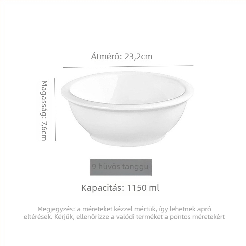 Porcelán leves- és tészta tál, kerek forma, mikrohullámú sütőben használható, modern minimalista stílus