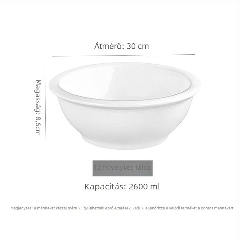 Porcelán leves- és tészta tál, kerek forma, mikrohullámú sütőben használható, modern minimalista stílus