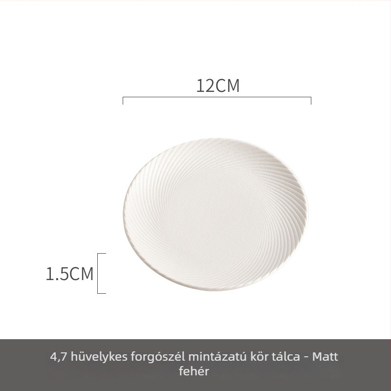 Porcelán étkezőtányér spirál mintával, kör alakú, mikrohullámú sütőben használható, testreszabható.