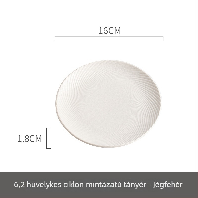 Porcelán étkezőtányér spirál mintával, kör alakú, mikrohullámú sütőben használható, testreszabható.