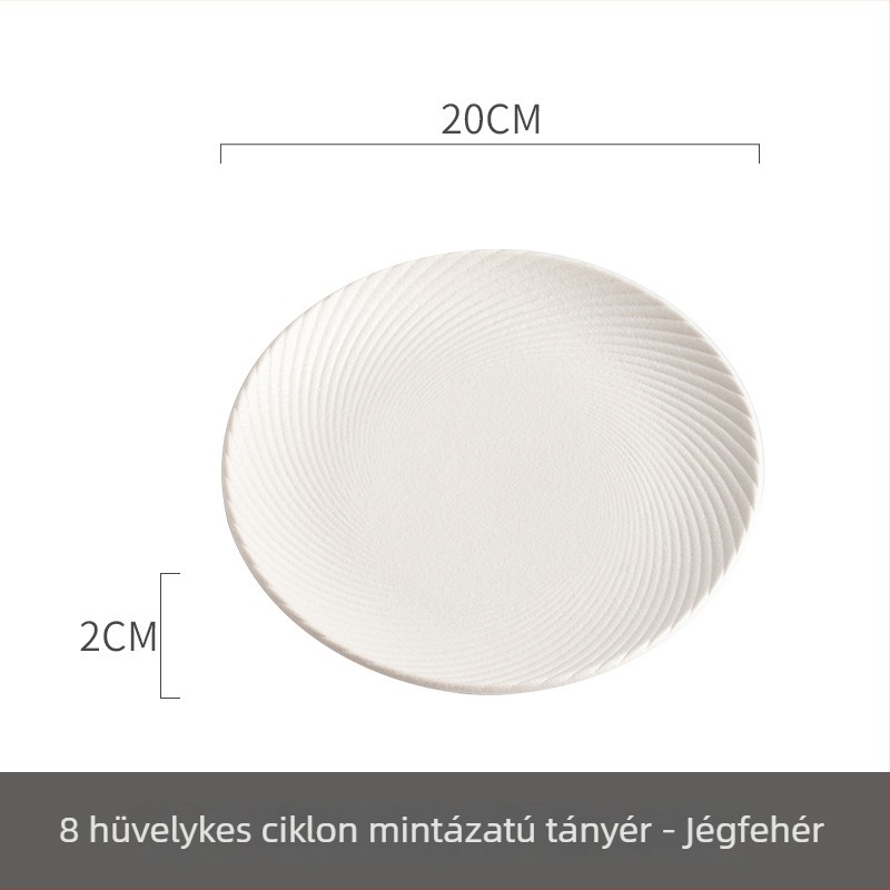 Porcelán étkezőtányér spirál mintával, kör alakú, mikrohullámú sütőben használható, testreszabható.