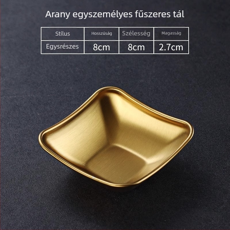 304 rozsdamentes acélból készült három rekeszű, négyszögletes tál elektroplátolt felülettel, modern minimalista stílusban