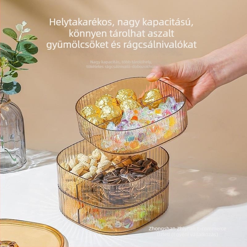 Rajzfilm-stílusú, ízléses bonbonos tál otthoni használatra, átlátszó, többszintes édesség- és nasi tároló doboz macskafül-dizájnnal
