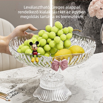 Műanyag gyümölcstál nappaliba – magasan álló talppal és masnival, Sleman, 2024-es bevezetés, könnyed luxus stílus, friss és aranyos (Plasztik • Sleman • 2024 • Könnyed luxus stílus, friss és aranyos)